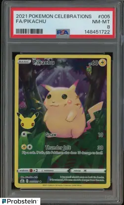 #1 2021 Pokemon Celebrations #005 FA Pikachu PSA 8 NM-MT - Image 1
