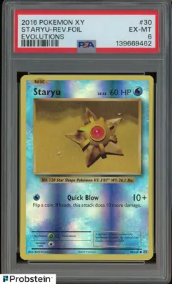2016 Pokemon XY Evolutions #30 Staryu - Reverse Foil PSA 6 EX-MT - Image 1