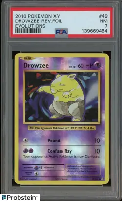 2016 Pokemon XY Evolutions #49 Drowzee - Reverse Foil PSA 7 NM - Image 1