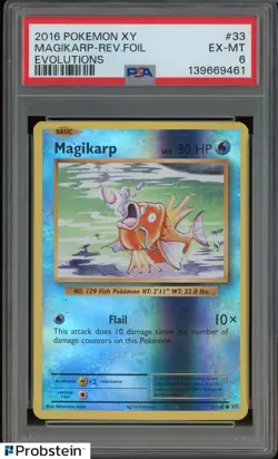 2016 Pokemon XY Evolutions #33 Magikarp - Reverse Foil PSA 6 EX-MT - Image 1