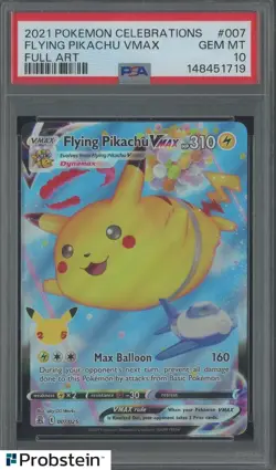 2021 Pokemon Celebrations Full Art #007 Flying Pikachu VMax PSA 10 GEM MINT - Image 1