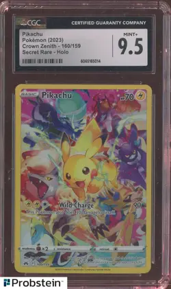 2023 Pokemon Crown Zenith #160 Pikachu Secret Rare Holo CGC 9.5 MINT+ - Image 1