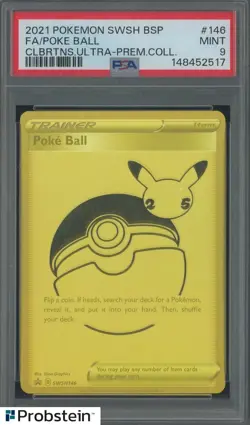 2021 Pokemon SWSH BSP Celebrations Ultra Premium Coll #146 FA Poke Ball PSA 9 - Image 1