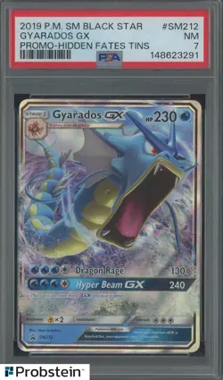 2019 Pokemon SM Black Star Promo Hidden Fates Tins #SM212 Gyarados Gx PSA 7 NM - Image 1
