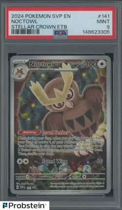 #2 2024 Pokemon SVP En Stellar Crown ETB #141 Noctowl PSA 9 MINT - Image 1