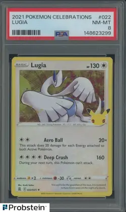 2021 Pokemon Celebrations #022 Lugia PSA 8 NM-MT - Image 1