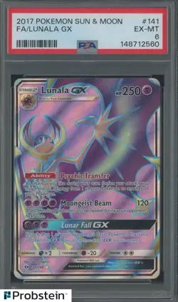 2017 Pokemon Sun & Moon #141 FA Lunala Gx PSA 6 EX-MT - Image 1