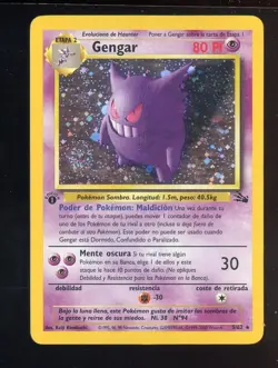 Pokemon TCG Fossil 1st Edition #5/62 Gengar Holo Rare SUPER FAT SWIRL - Image 1