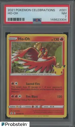 2021 Pokemon Celebrations #001 Ho-Oh PSA 7 NM - Image 1