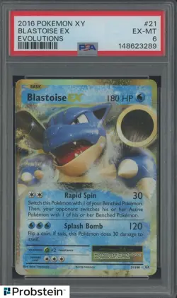 2016 Pokemon XY Evolutions #21 Blastoise Ex PSA 6 EX-MT - Image 1