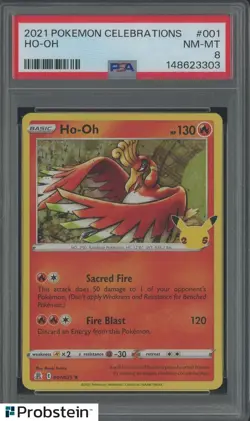 2021 Pokemon Celebrations #001 Ho-Oh PSA 8 NM-MT - Image 1