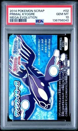 2014 POKEMON JAPANESE SCRAP PRIMAL KYOGRE MEGA EVOLUTION #02 PSA 10 - Image 1