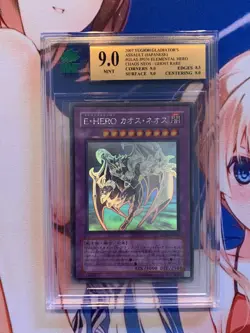 Yugioh Elemental Hero Chaos Neos Ghost Rare GLAS-JP036 Graded MNT 9 - Image 1