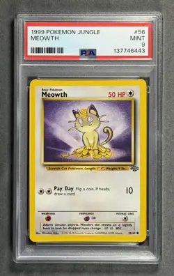 1999 Pokemon Jungle #56 MEOWTH Common WOTC Base Set Basic Card 56/64 PSA 9 - Image 1