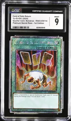 Card Of Safe Return *CGC 9* RA03-EN114 *Platinum Secret Rare* 2025 * Yugioh - Image 1