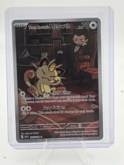 Team Rocket's Meowth Art Rare Card 203/182 Destined Rivals - Image 1
