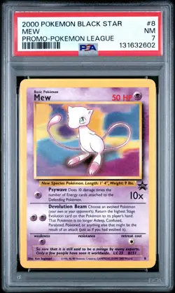 2000 POKEMON PROMO BLACK STAR POKEMON LEAGUE #8 MEW PSA 7 - Image 1