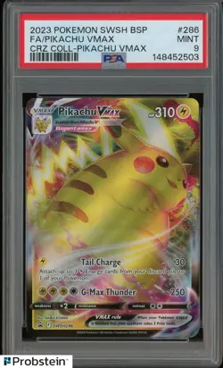 #2 2023 Pokemon SWSH BSP Crz Coll Pikachu VMax #286 FA Pikachu VMax PSA 9 MINT - Image 1