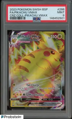 #1 2023 Pokemon SWSH BSP Crz Coll Pikachu VMax #286 FA Pikachu VMax PSA 9 MINT - Image 1