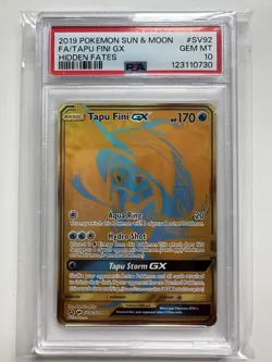 PSA 10 Tapu Fini GX SV92 English Pokemon Hidden Fates 2019 Full Art - Image 1