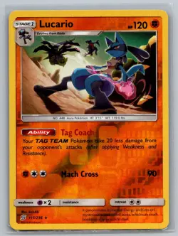 POKEMON 2019 LUCARIO 117/236 UNIFIED MINDS REVERSE FOIL - Image 1