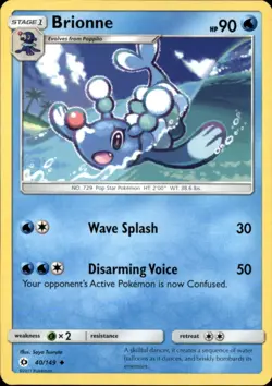 Brionne 40/149 Uncommon SM Base Set Pokemon NM - Image 1