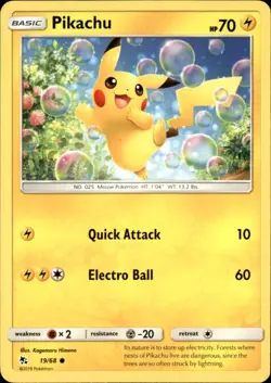 Pikachu 19/68 Common Hidden Fates Pokemon NM - Image 1