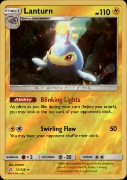 Lanturn 72/236 Rare Cosmic Eclipse Pokemon Reverse Holo NM - Image 1