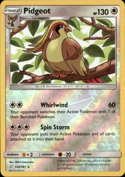 Pidgeot 124/181 Rare Team Up Pokemon Reverse Holo NM - Image 1