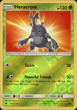 Heracross 18/214 Uncommon Lost Thunder Pokemon Reverse Holo NM - Image 1