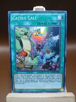 HP Yugioh Cattle Call SHVI-EN081 Super Rare 1st Edition - Image 1