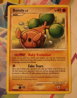 Pokemon TCG Bonsly Card 71/130 Diamond and Pearl Common - Image 1