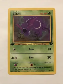 Pokemon TCG Zubat 70/82 Team Rocket Regular 1st Edition Card - Image 1