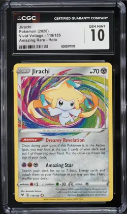 CGC 10 GEM MINT Jirachi 119/185 Vivid Voltage Amazing Rare Holo Pokemon - Image 1