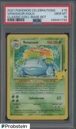 #1 2021 Pokemon Celebrations Classic Coll Base Set #15 Venusaur - Holo PSA 10 - Image 1