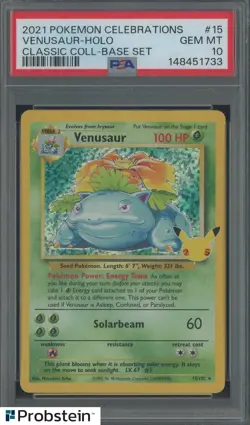 #2 2021 Pokemon Celebrations Classic Coll Base Set #15 Venusaur - Holo PSA 10 - Image 1
