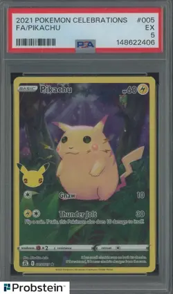 2021 Pokemon Celebrations #005 FA Pikachu PSA 5 EX - Image 1