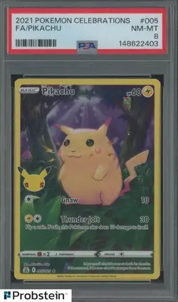 2021 Pokemon Celebrations #005 FA Pikachu PSA 8 NM-MT - Image 1