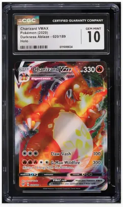 2020 😺 CGC 10 Charizard VMAX Darkness Ablaze #20 Pokemon Holo - Image 1