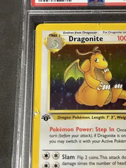 1999 POKEMON FOSSIL 1ST ED #4 DRAGONITE-HOLO PSA 1 - Image 3