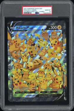 PSA 10 - 2021 POKEMON SWSH BLACK STAR PROMO PIKACHU V-UNION JUMBO - Image 1