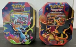 Pokemon TCG - Mega Charizard X and Y Tins Set of 2 New Sealed - Image 1