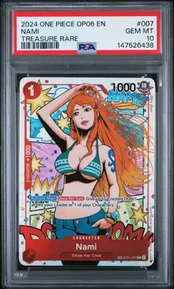2024 ONE PIECE -NAMI - PSA 10 - OP06 EN - TREASURE RARE - #007 GEM MINT - Image 1