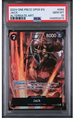 2024 ONE PIECE OP08-TWO LEGENDS ALTERNATE ART #084 JACK PSA 10 Low Pop - Image 1