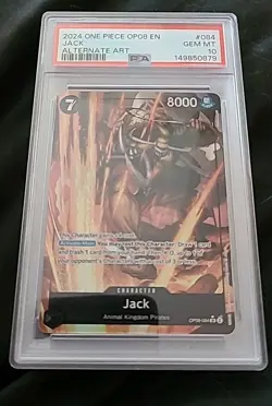 2024 ONE PIECE OP08-TWO LEGENDS ALTERNATE ART #084 JACK PSA 10 Low Pop - Image 3