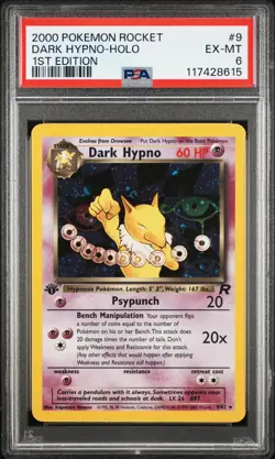 2000 POKEMON ROCKET 1ST ED #9 DARK HYPNO-HOLO PSA 6 - Image 1