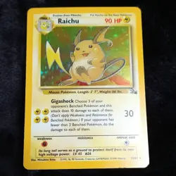 Pokemon TCG Raichu Fossil Holo Rare Card 14/62 Wizards 1999 Unlimited English - Image 1