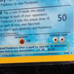 Pokemon TCG Articuno Fossil Holo Rare Card 2/62 Wizards 1999 Unlimited English - Image 4