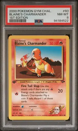 PSA 8 - 2000 Pokemon Gym Challenge BLAINE'S CHARMANDER 1st Edition #60 (4522) - Image 1
