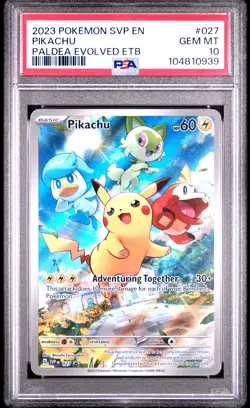2023 POKEMON SVP EN-SV BLACK STAR PROMO #027 PIKACHU PSA 10 - Image 1